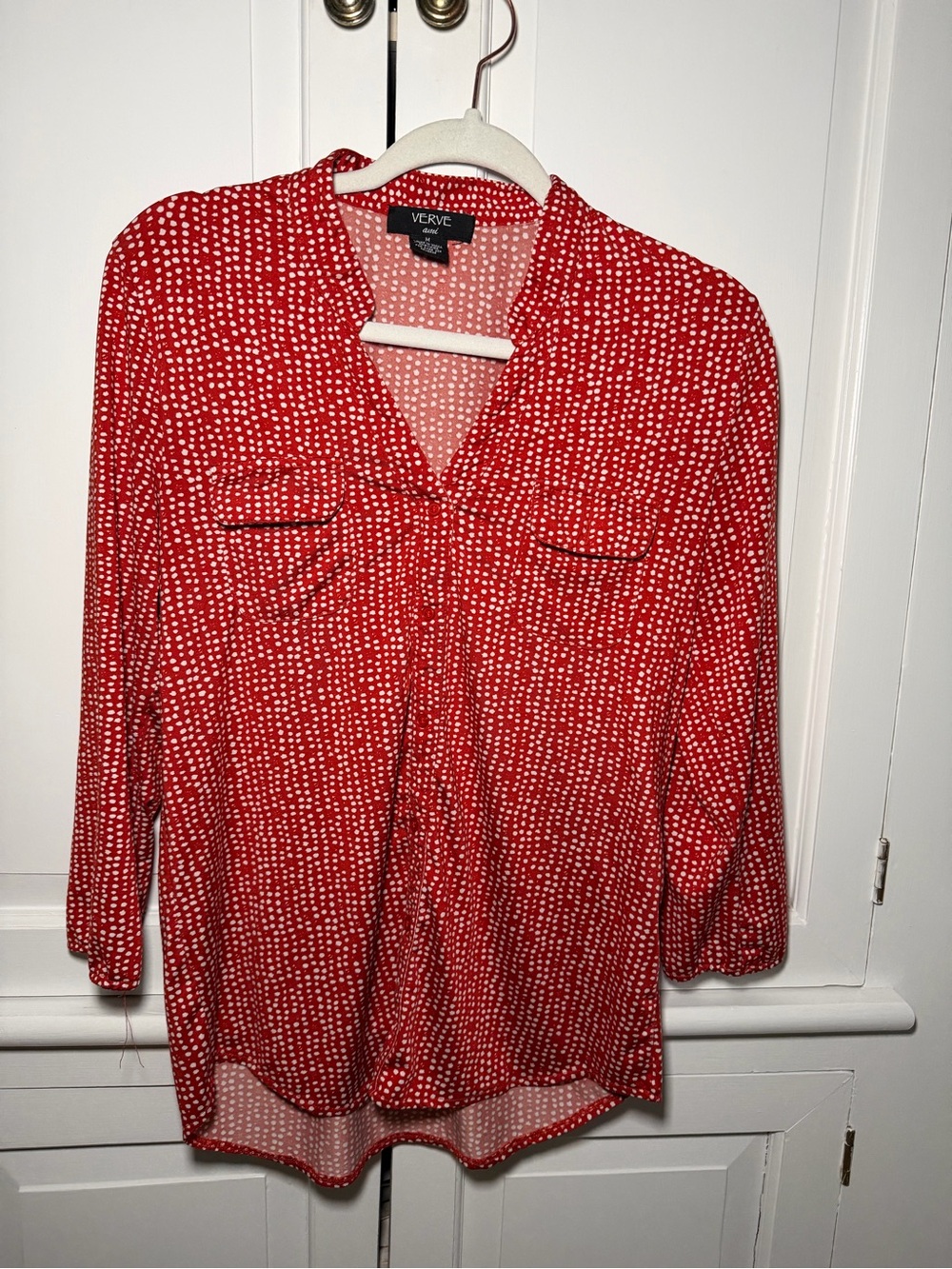 Verve Ami Red and White Polka Dot Blouse